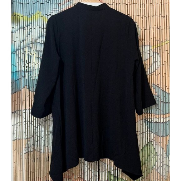 LINEA by Louis Dell-Olio Long Sleeve Button-Down Crepe Shacket, Black, Medium - Picture 4 of 8